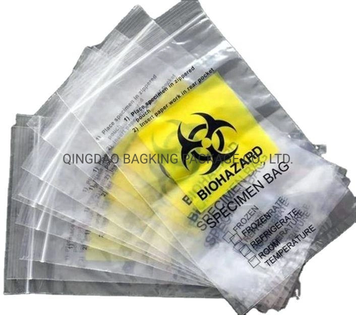 95kpa Plastic Transportation Biohazard Waste Medical Autoclavable Biohazard Specimen Transport Bags Ues Medical Lab Safety Bag