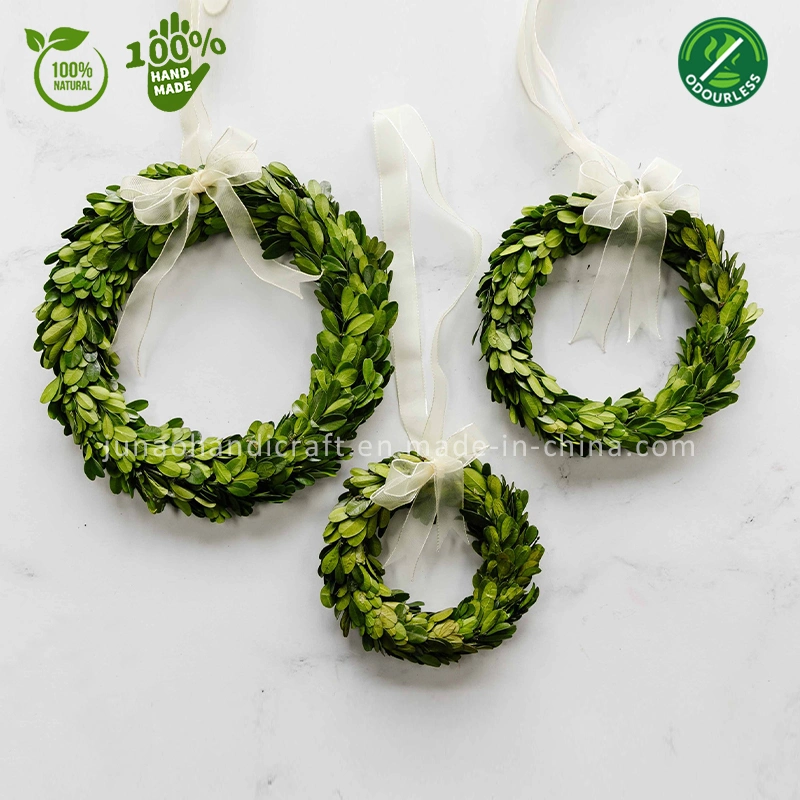 100% Real Natural Preserved Boxwood Wreath S-M-L Set of Three Door Wall Window Hanging Evergreen