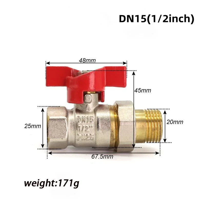 Fusan Red Short Handle Brass Ball Valve with Sleeve