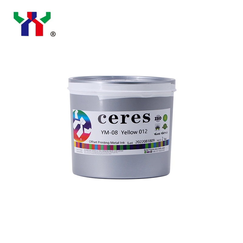 High quality/High cost performance  Ceres Offset Metal Ink for Iron, Color 012 Yellow, Hot Air Natural Dry, 2kg/Can