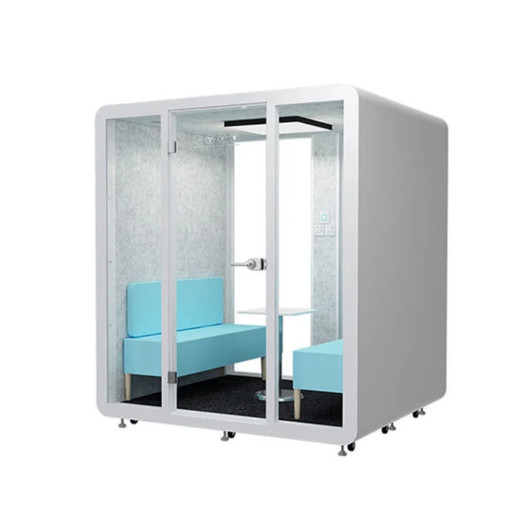 Cheap Price 3 Glasses Wall Soundproof Cabin Green Color Commercial Silent Room Office with Ventilation