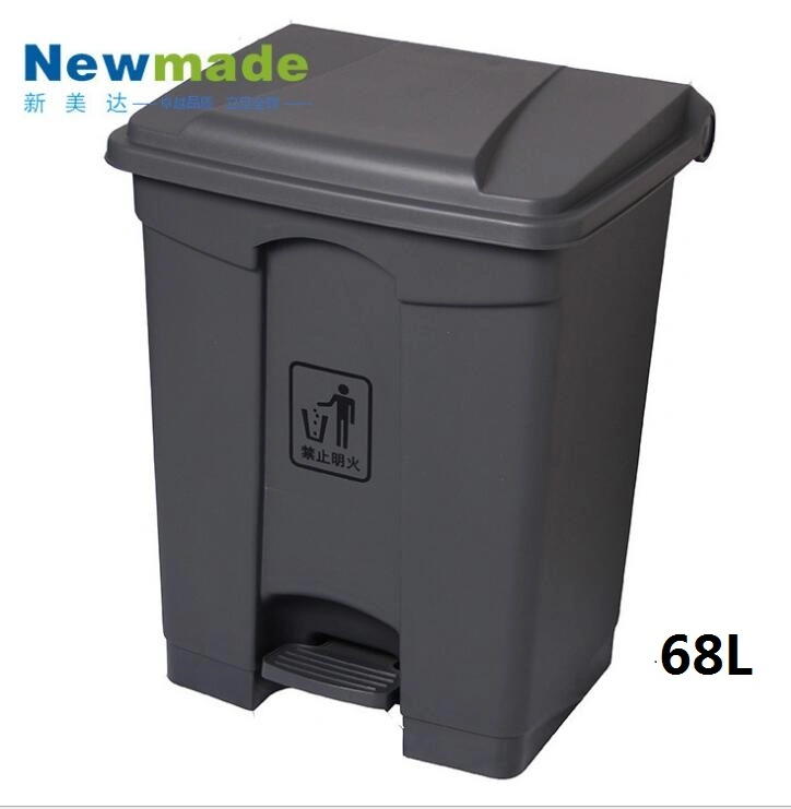 45L 68L 70L Eco-Friendly 4 Wheels Plastic Waste Dust Garbage Litter Can for Rubbish Sorting with Different Colors