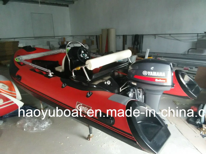 Barco Haoyu 14ft rígido Rib barco con casco de fibra de vidrio de 4,3 m Ce bote hinchable