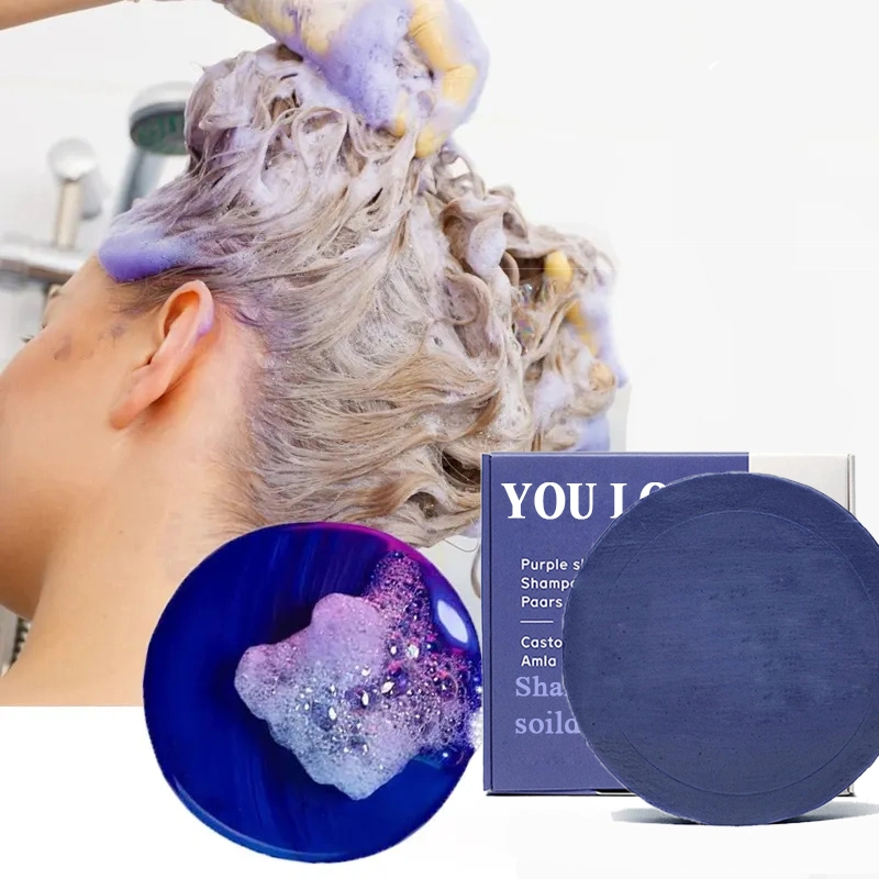 Factory Salon Purple Solid Shampoo Soap Yellow Remove Color Lock Protecting Repairing Silver Hair Fading Treatment