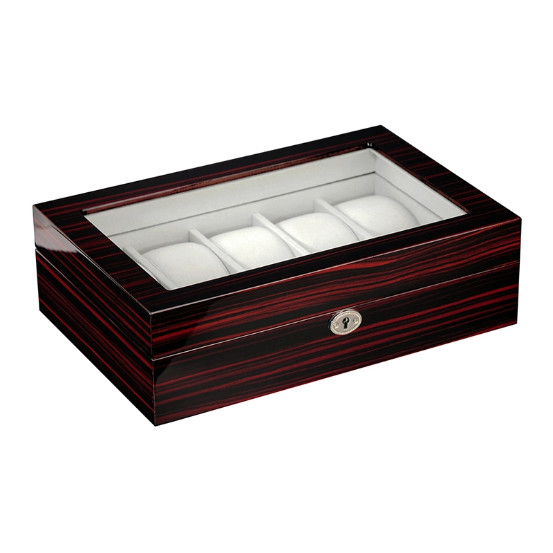 New Luxury 10 Slot Wooden Watch Case with Window and Key