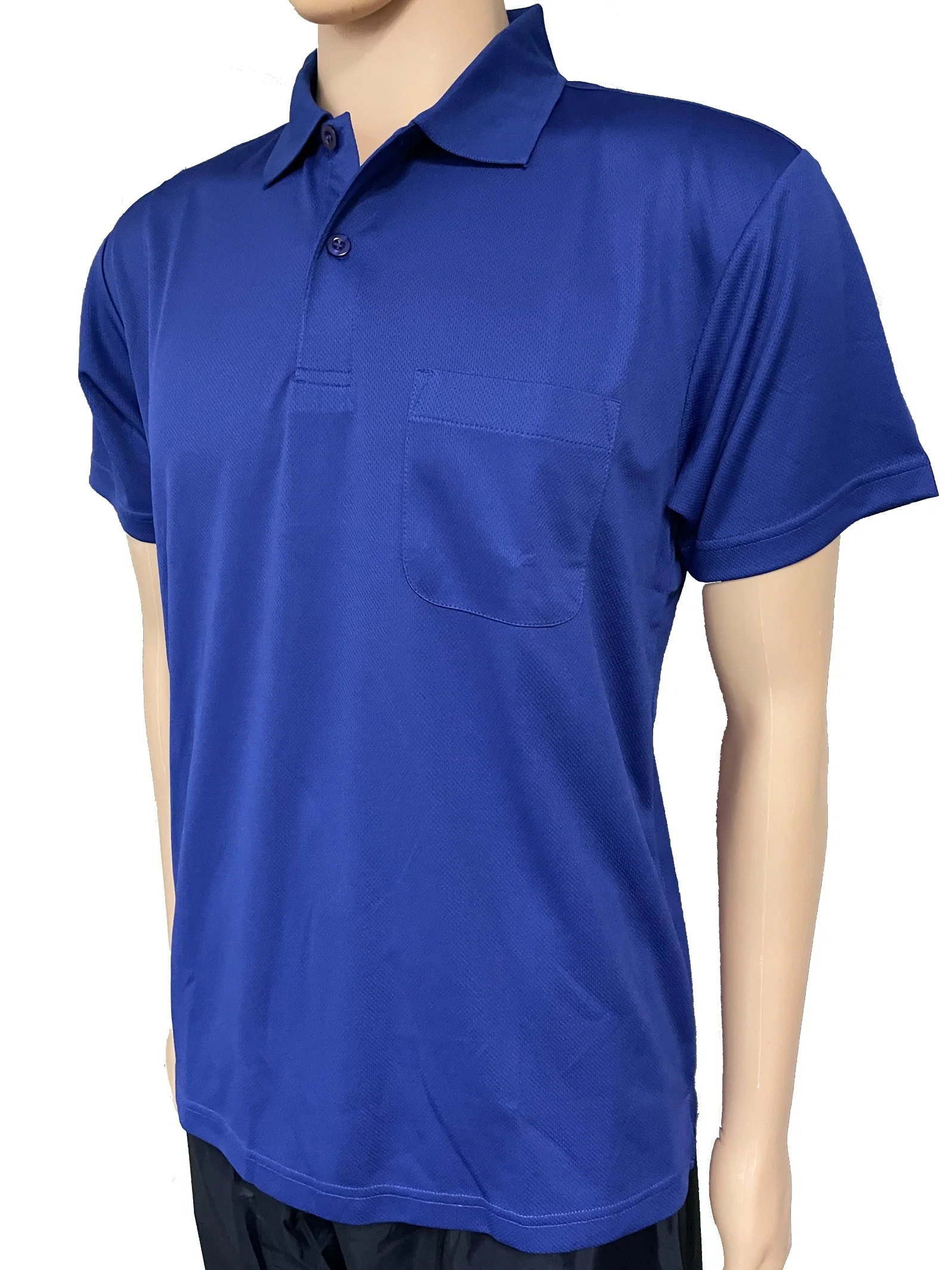 Blue Camiseta de ropa de punto para hombre de ajuste seco