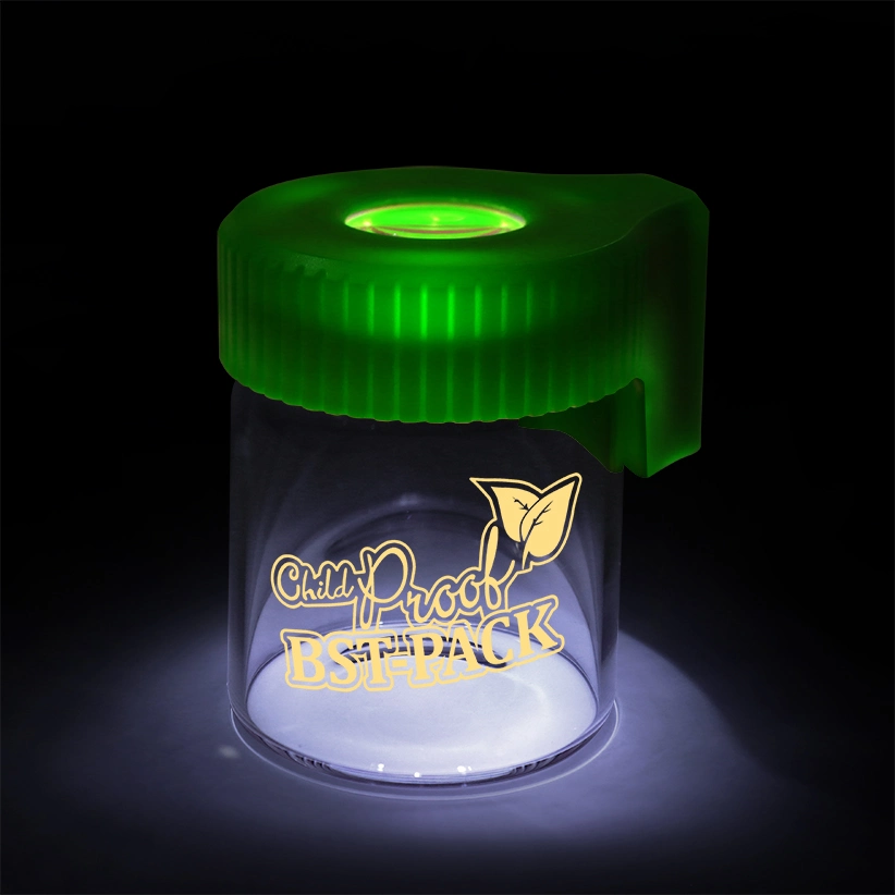 Custom LED transparente Sello de vidrio almacenamiento Jar Light-up Ornamental de aumento Botella de vidrio