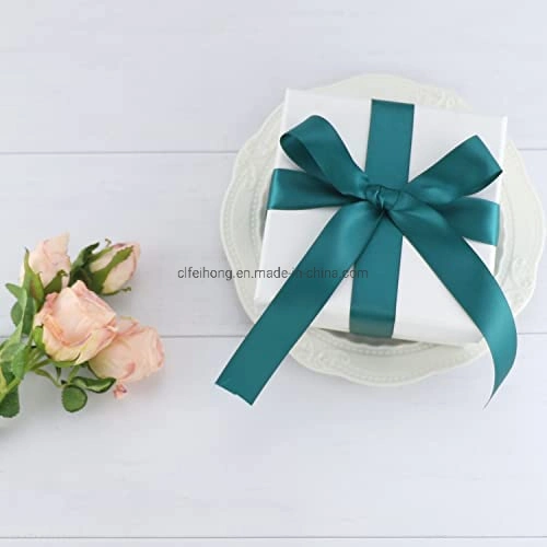 Factory OEM ODM Eco-Friendly Double Face Satin Ribbon Customization Ribbon for Gift Packaging Dark Green Color Teal