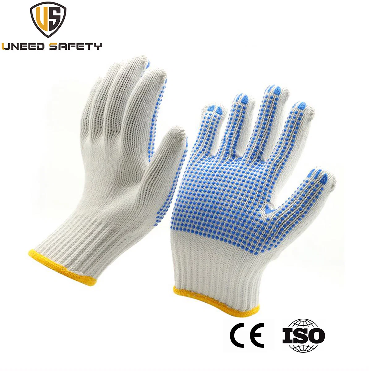 2021 China Hot Sales 10g Knitted White Yarn PVC Dotted Cotton Labor Work Gloves