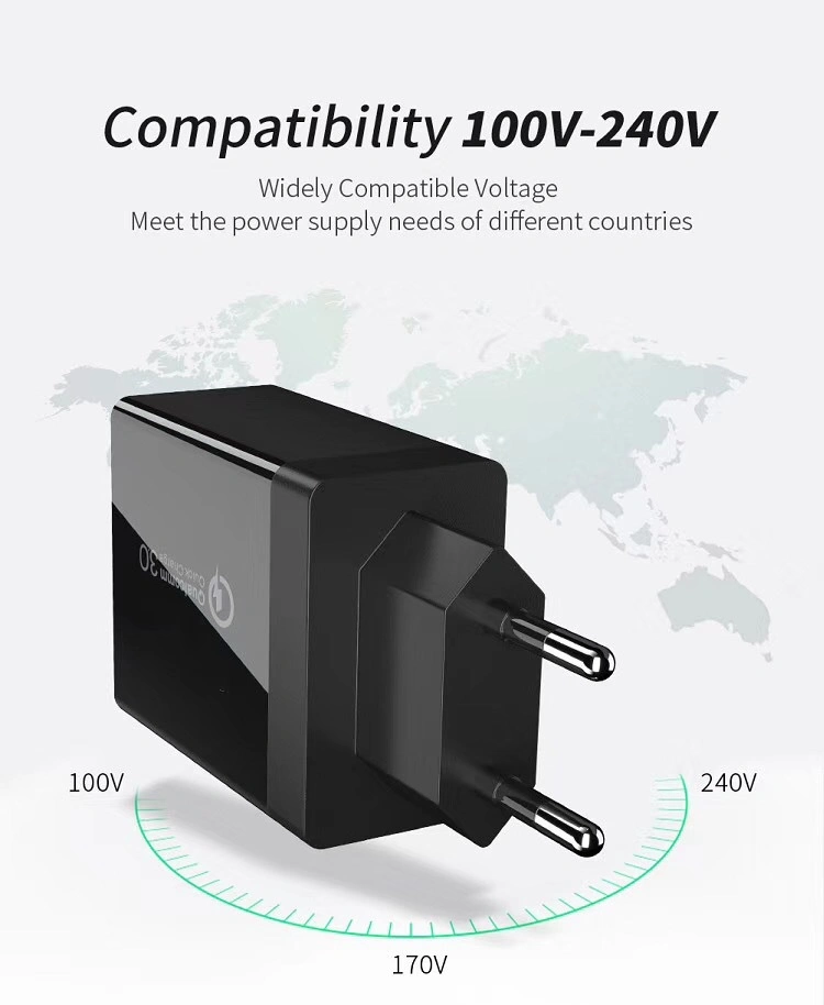 3 Cargador USB de carga rápida QC3.0 30W Cargador de pared en el REINO UNIDO