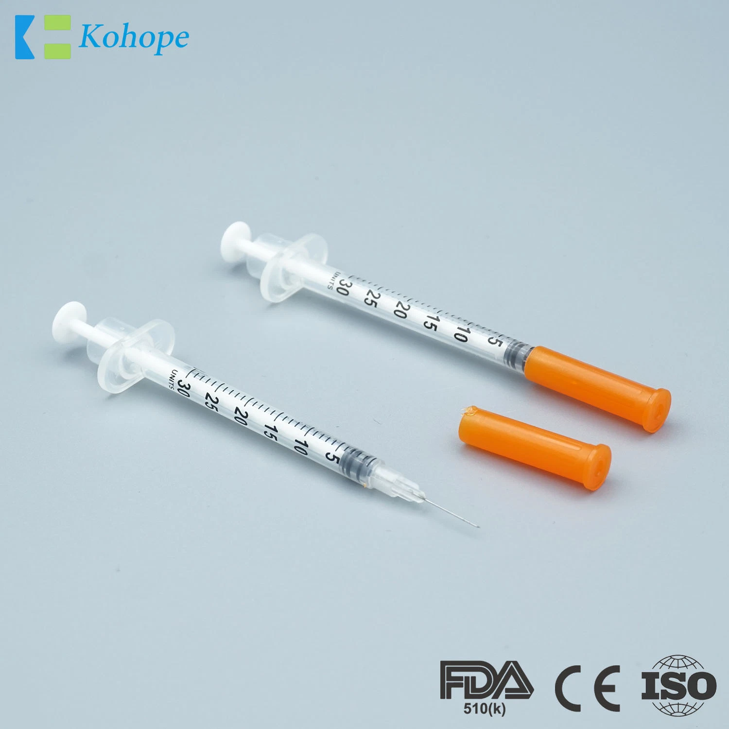 Orange/Red Stainless Steel SUS304 Good Quality Insulin Syringe for Hospital