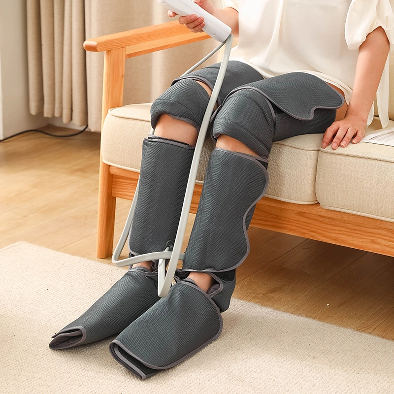 Massajador da perna de compressão de ar pés vitelo joelho na coxa da perna de compressão de pressão ao ar livre de febre massajador para circulação