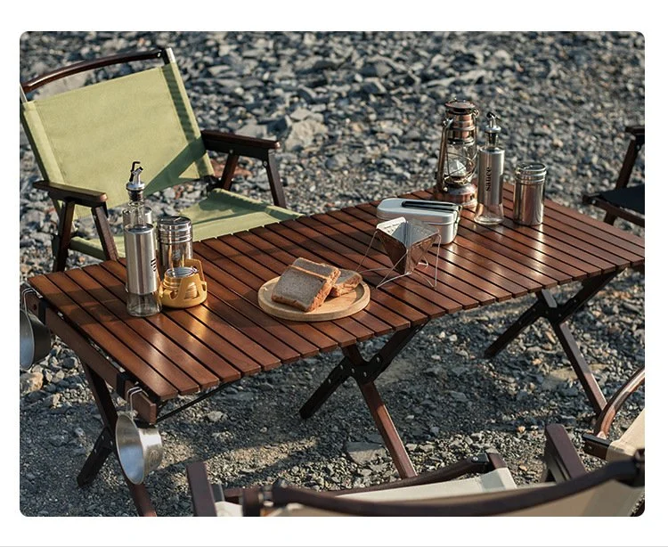 Black Walnut Beech Egg Roll Table Folding Easy to Store Picnic Camping