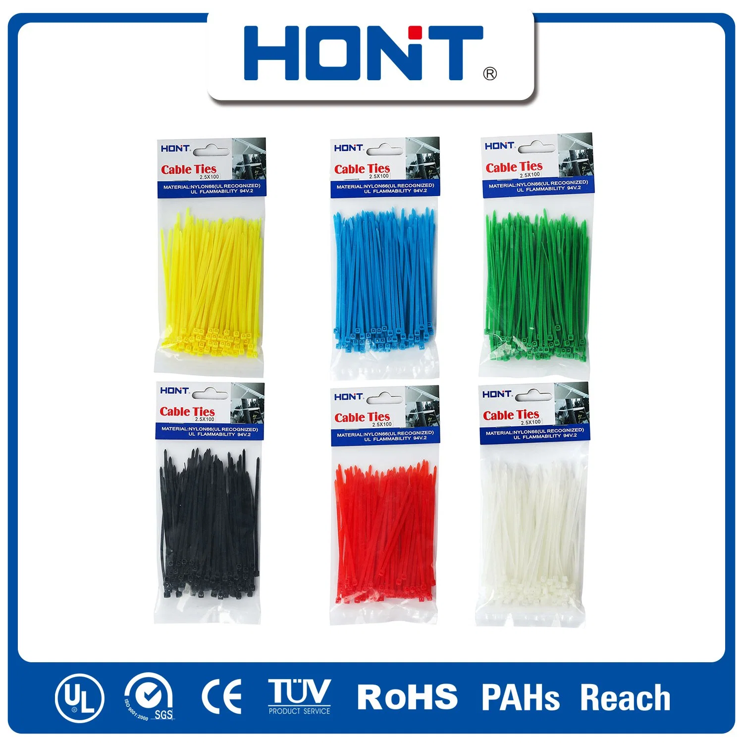 94V2 Hont Nylon saco plástico autocolante + Caixa de Exportação/Bandeja Ss prender acessórios para cabos