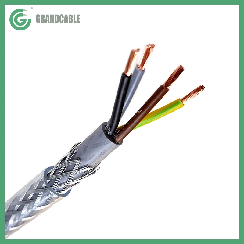 3C 4mm2 SY Braided Cable Flexible Copper Conductor Braided Steel Wire Armored Transparent PVC Sheathed