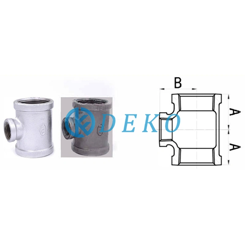 Malleable Iron Tee Equal Lining Plastic Hot DIP Galvanized Tee Reducing