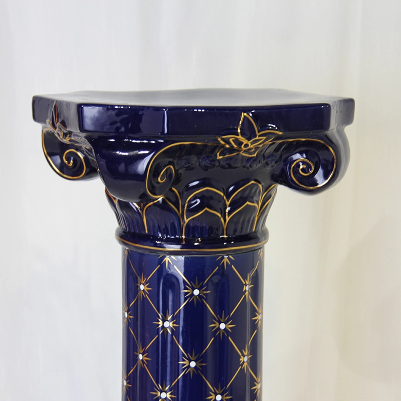 J269bl современный классический дизайн керамические Роман площади стойки рулевой колонки синим базы для Flower Pot изображение большего размера