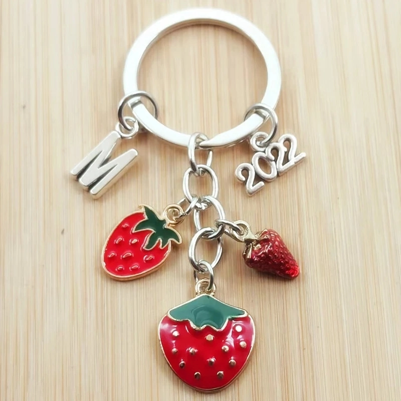 Hard Enamel High quality/High cost performance  Fashion Design Fruit Strawberry Cartoon Anime Comic Personalized Zinc Alloy Keychain