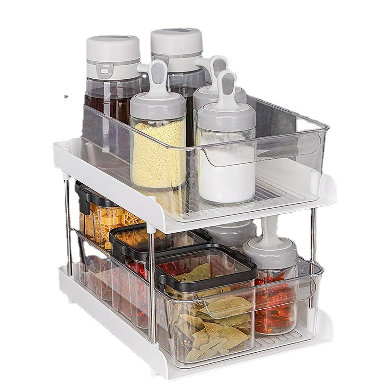 Kitchen Storage Rack Drawer Cabinet Condiment Organizer Double-Layer Pet Box