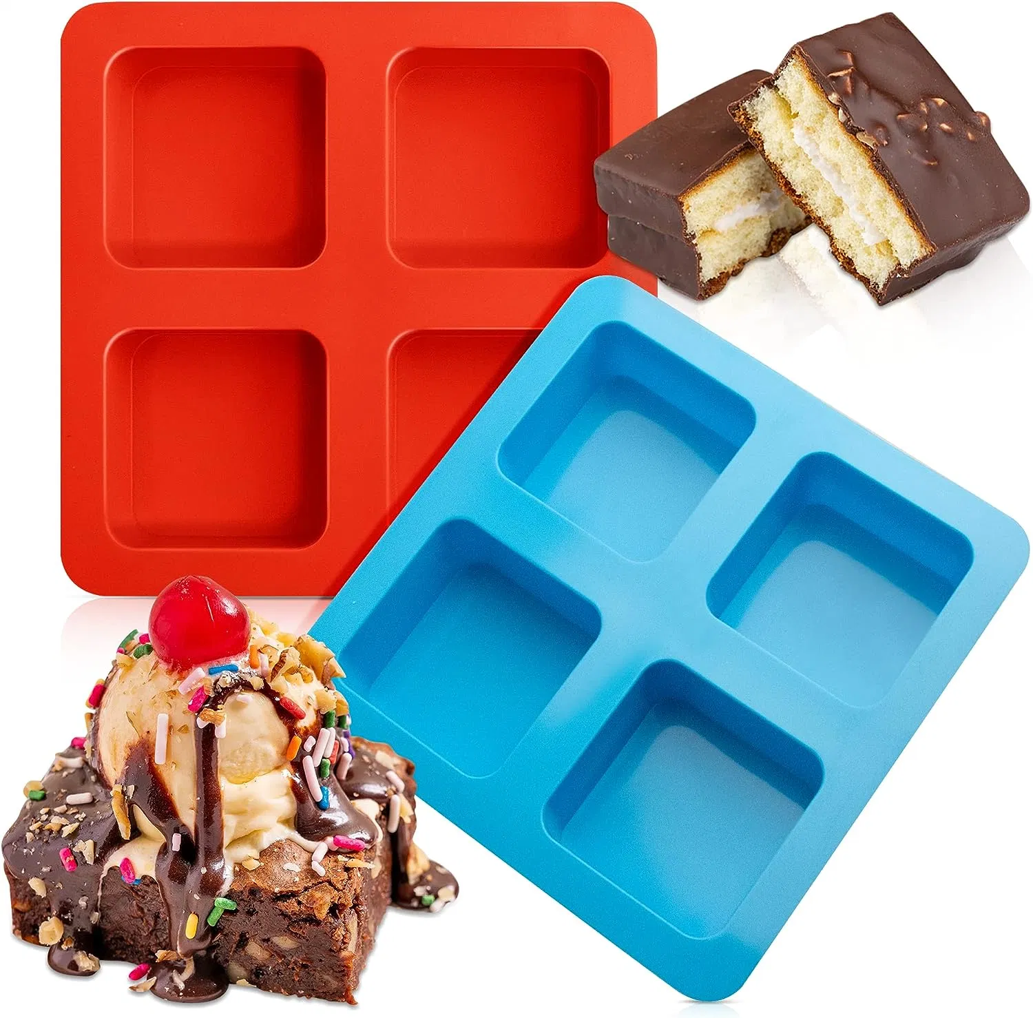 Non-Stick Square Baking Molds for Chocolate Covered Muffin and Cakes
