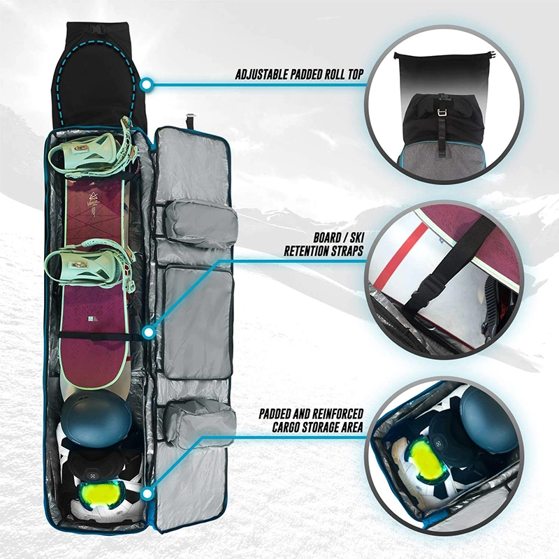 Custom Outdoor Sports Padded Ski Bag Rolling Snowboard Bag