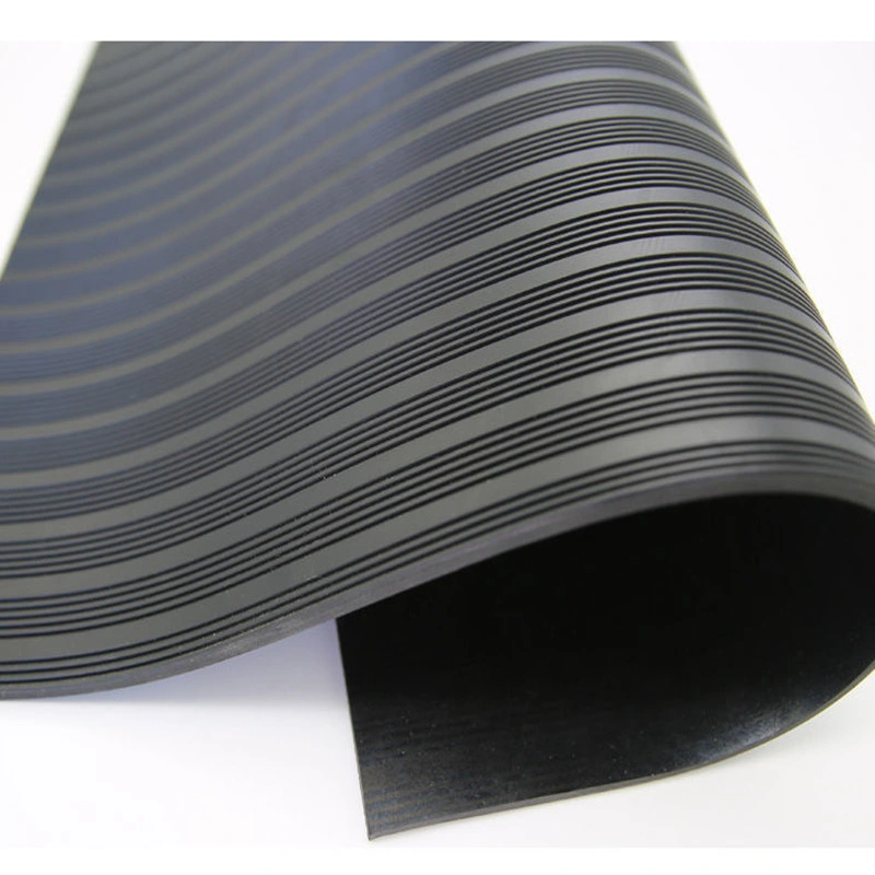 Green 6mm Thick Insulation Rubber Sheet Safety Fine Ribbed Industrial Rubber Flooring Mat