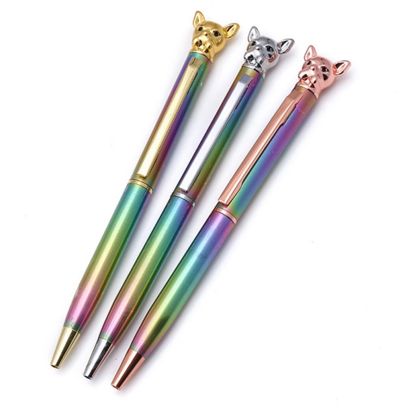 Creative Fox Head Metal Ballpoint Pen Net Cute Gold Animal Girl Heart Stationery Gift Pen