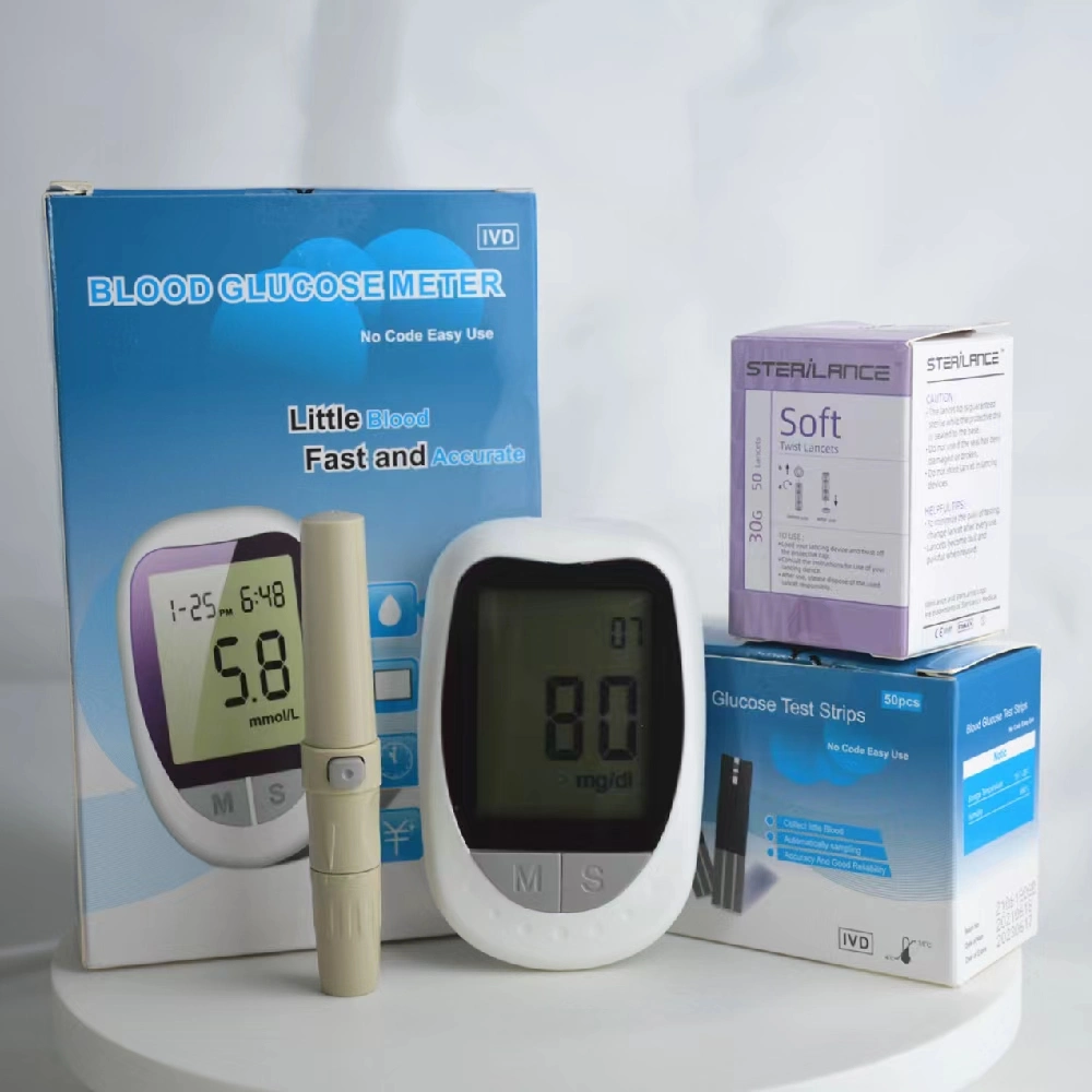 شاشة LCD قياس سكر الدم مقياس سكر الدم المحمول Glucose Meter Home Care Sugar داء السكري سكر الدم مقياس سكر الدم مع CE