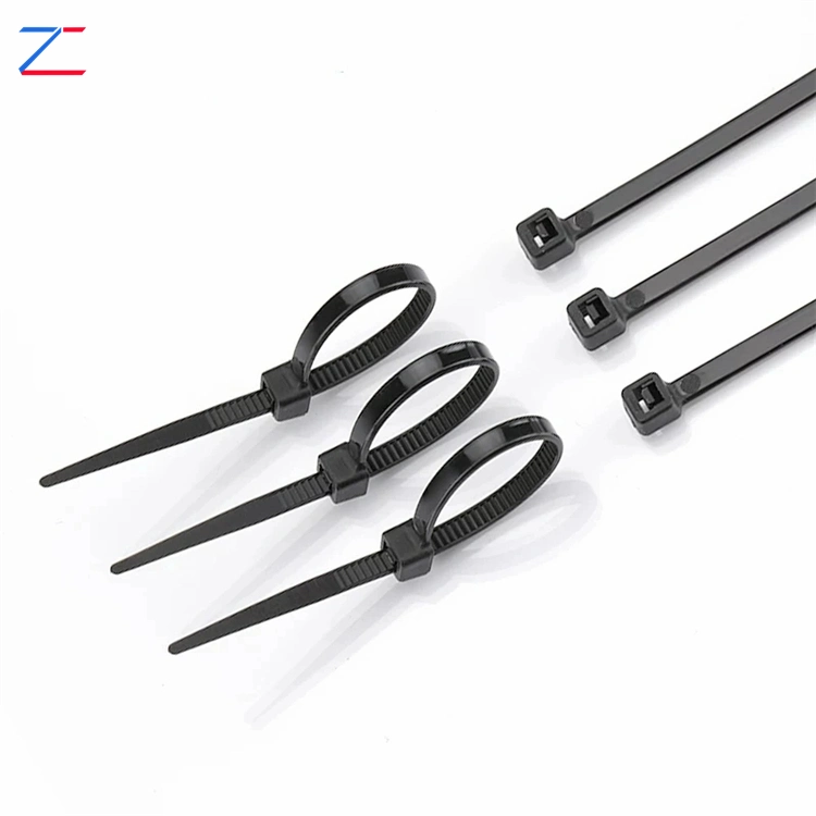 Intermediate Industrial 40 Lb 10 Inch UV Black China Strong Long Custom PVC Self Locking Plastic Nylon Cable Ties