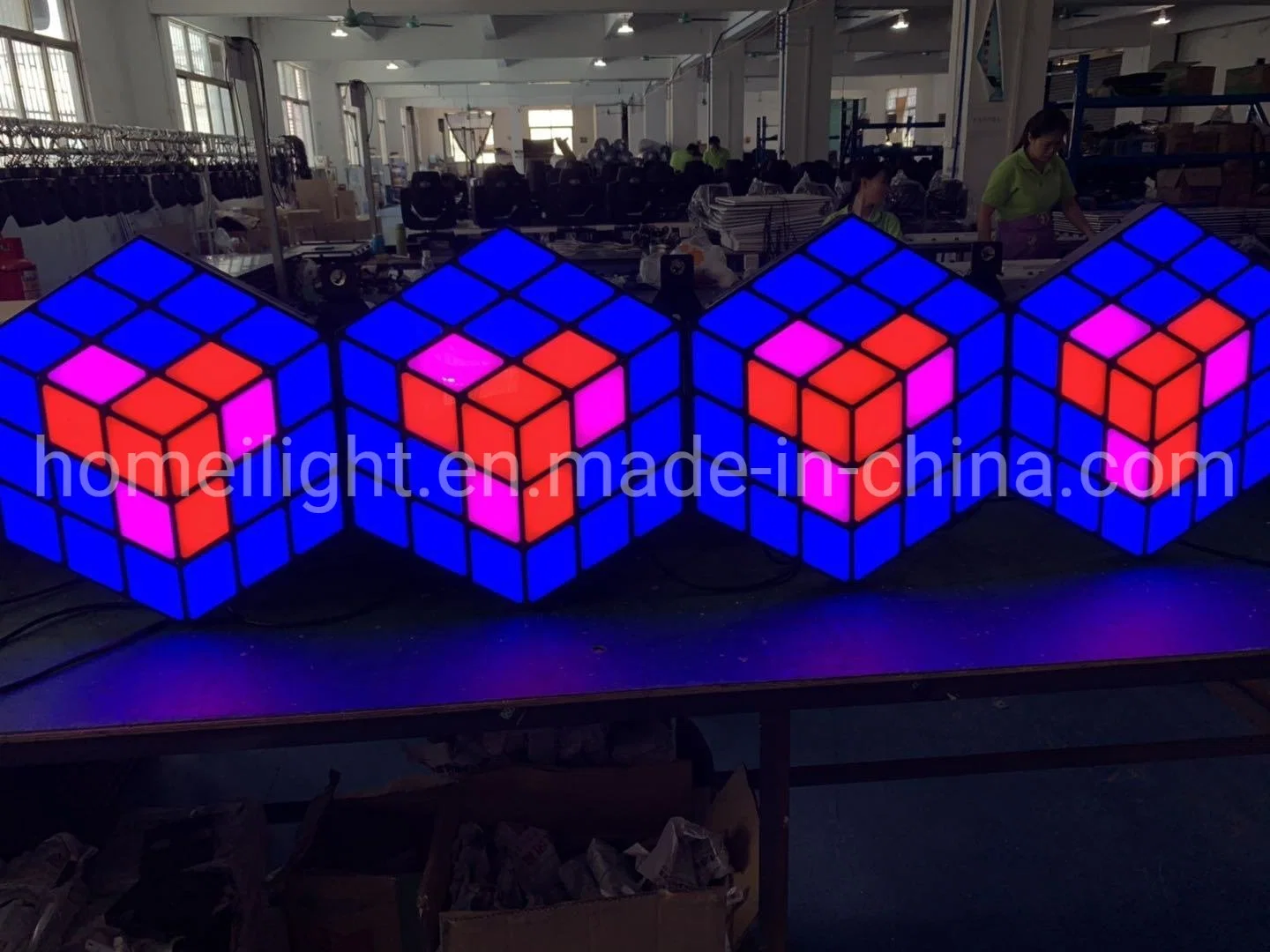 Etapa de acrílico KTV DJ de discoteca como telón de fondo LED 3D Cubo Mágico Wall