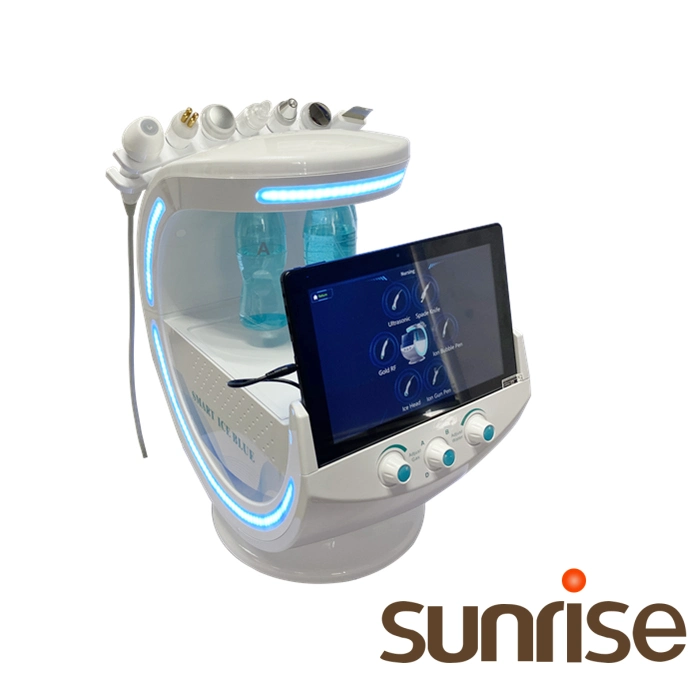 Sunrise Ice Blue Oxygen Dermabrasion Skin Analyzer Hydrafacial Skin Care Cleaning Machine Diamond Facial 7 in 1 RF Skin Tightening Facial Beauty Machine