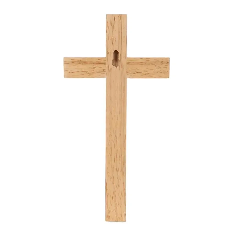Décoration Bois sculpté 7*12cm main Fit petite croix en bois pour Collier de prière d'église