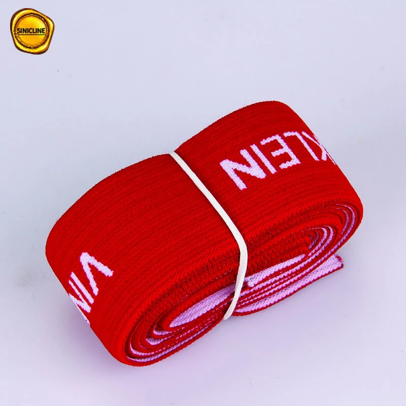 Sinicline Vermelho personalizado com logotipo branco impressas fita elástica para máquinas de costura