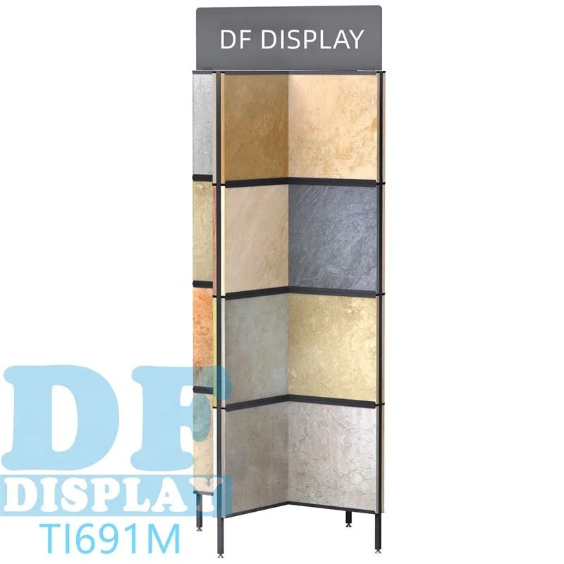 Popular Decoration Materials Store Customized Laminate Parquet Wooden Flooring Tiles Samples Display Rack with Wire Holders Tile Display Stand