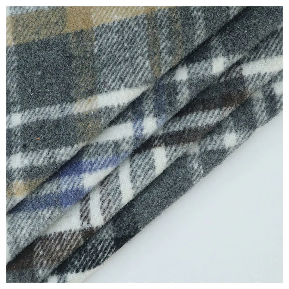 Wholesale Fabric Clothing Tissue Flannel Fabrics Textile Poly Woven Wool Knit Tweed Brush Fabric for Garment