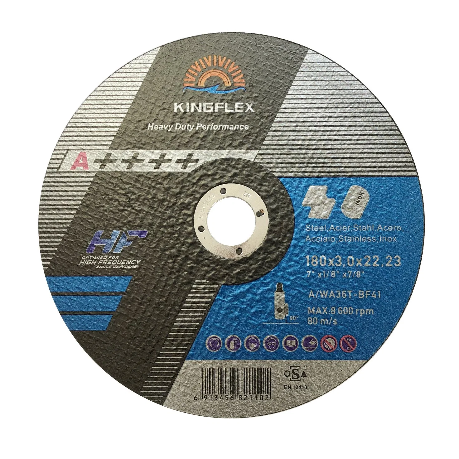 Flat Abrasive Disc, 230X3X22.23mm, for General Metal and Steel Cutting