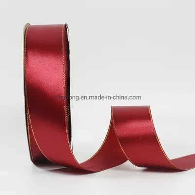 Satin Edge Organza Band mit Gold/Silber Linien für Hochzeit/Blumen/Weihnachten/Party Dekoration