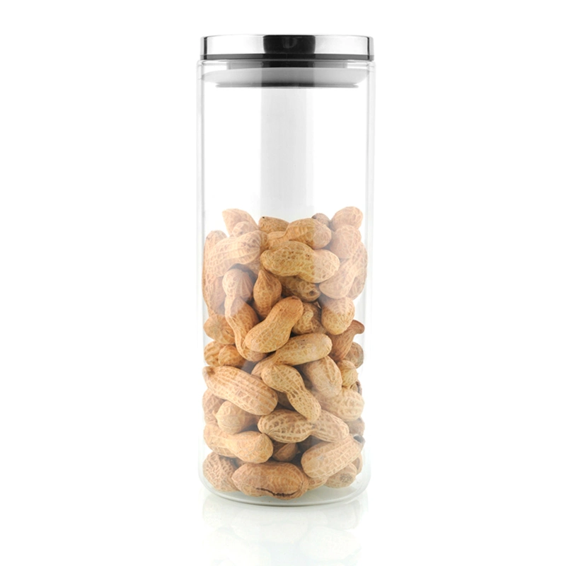 Home Use Wholesale/Supplier Stainless Steel Lid Heat Resistant Glass Storage Jars Bottles