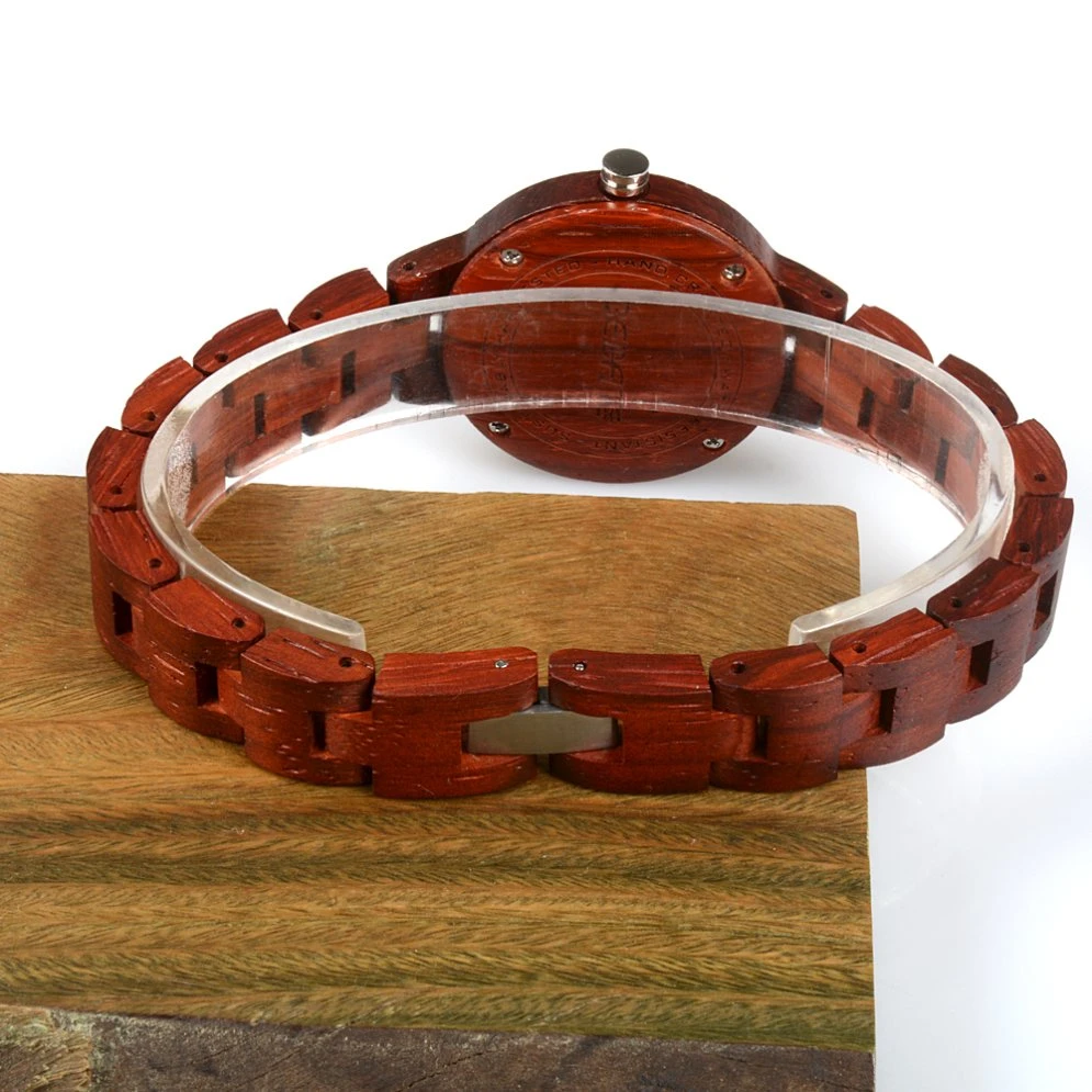 Hot Selling New Design Lady Design Red Sandalwood Custom Logo Quartz Wood Watch