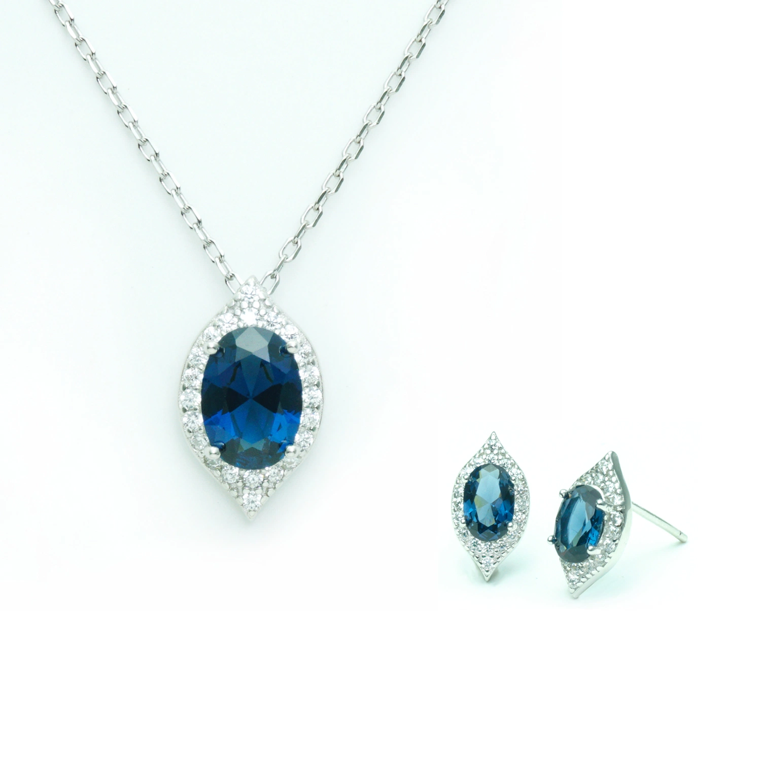 ОЕМ Мода Стерлинг Серебряный Gemstone серьги ожерелье набор украшений Для женщины