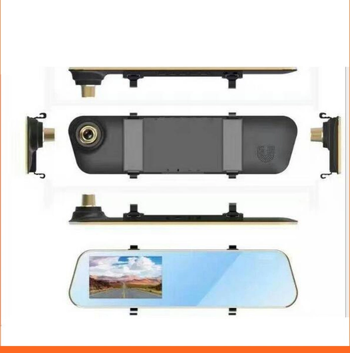 4.3 Inch Dual Lens Front and Back Dashcam Rearview G-Sensor Rear View Mirror Dash Camera