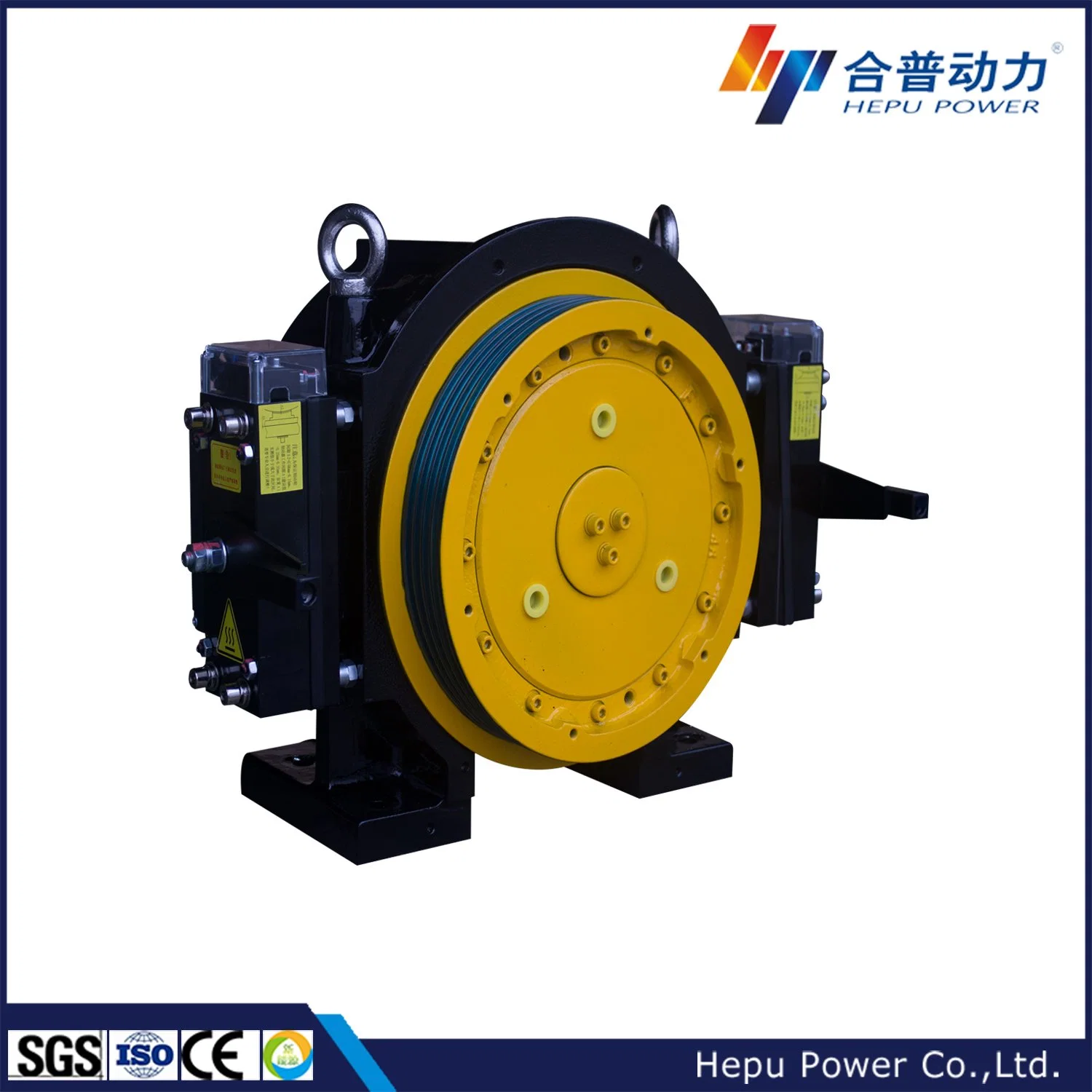 China Factory Elevator Spare Parts Geared Traction Machine, High Performance Geared Elevator Motor Block Brake Series