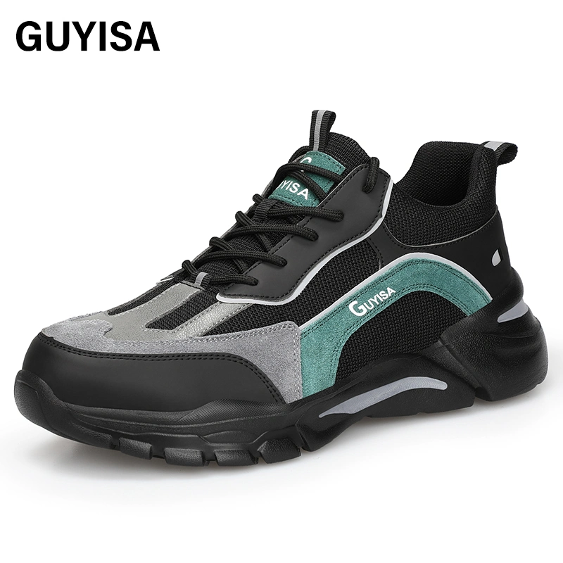 Guyisa Fashion Sports Comfortable Wear Resistant Safety Shoes Light Elastic Industrial Protective Shoes