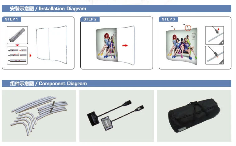 Portable Tension Fabric Banner Stand with Single Side Printing