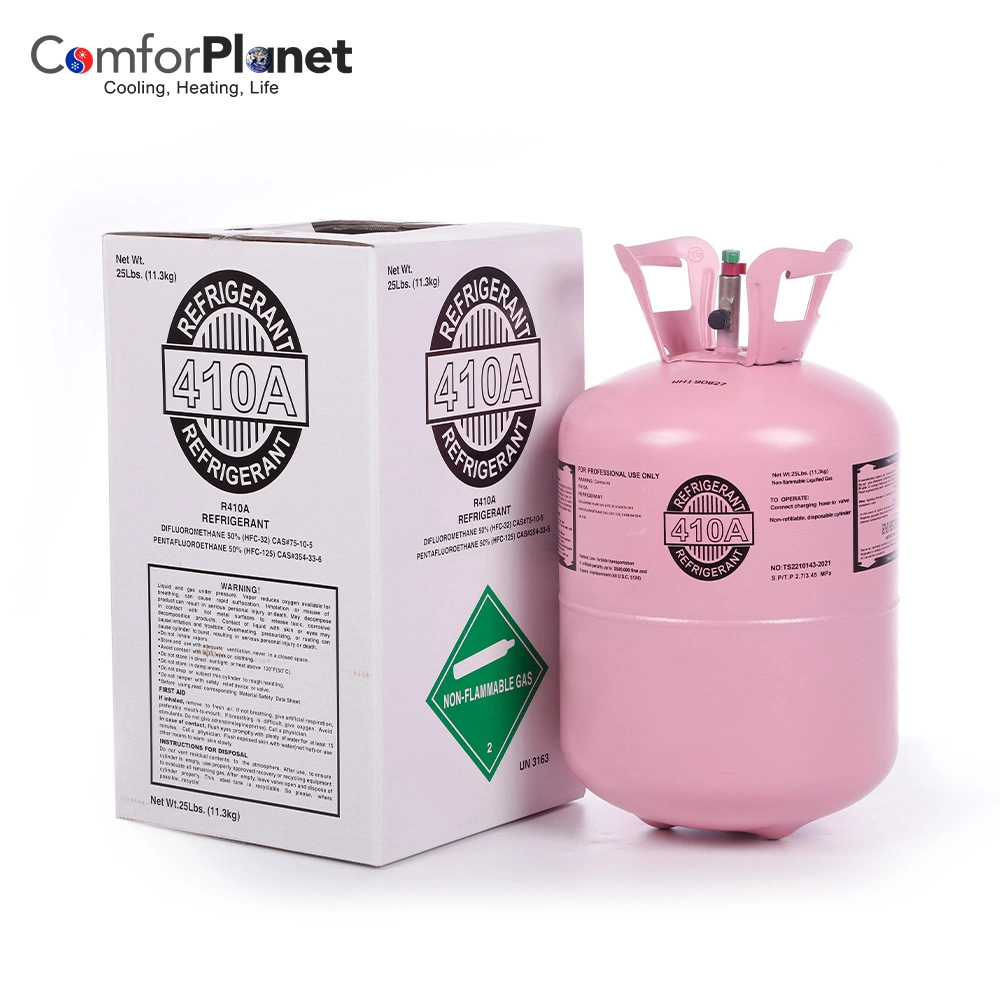 R410A PRECIO Factorywholesale 25lb 11,3kg el cilindro de alta calidad del sistema HVAC Gas refrigerante R410a para aire acondicionado