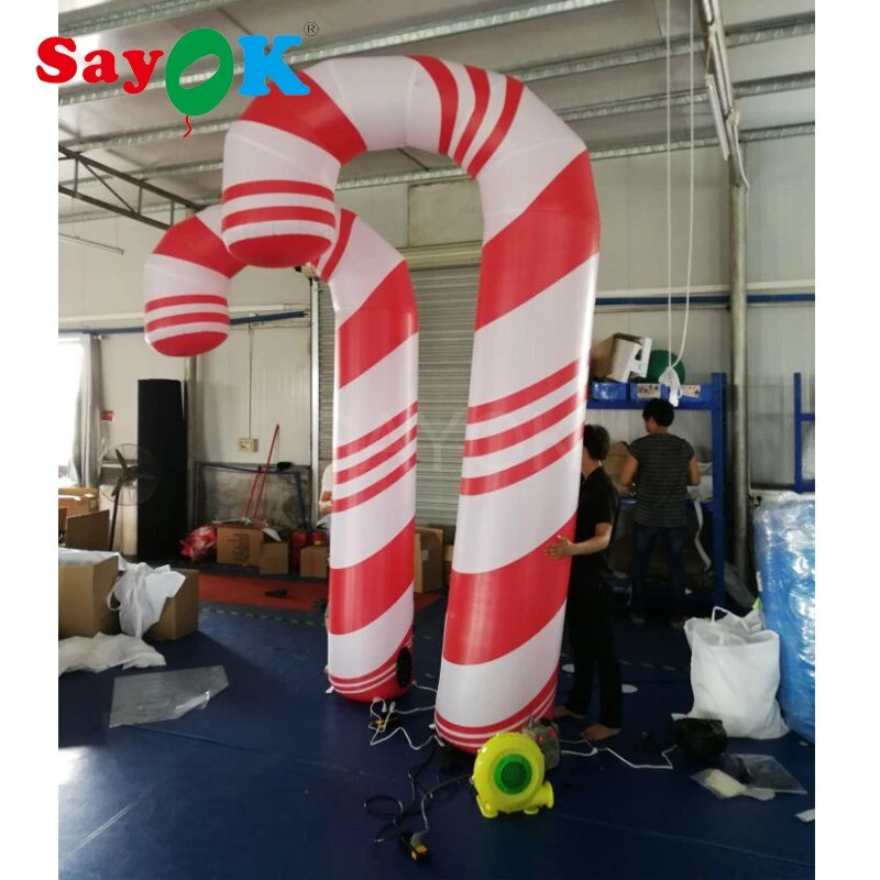 Sayok 2.5-3.5m Customized High Inflatable Candy Cane Outdoor Candy Cane Decorations for Christmas Party Stage Decor