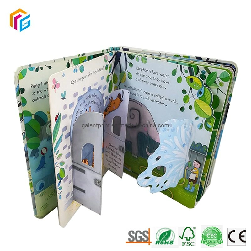 Custom Experienced Hardcover Color Story Picture Book Spot UV Baby Kids Lift Flap Children Book Printing