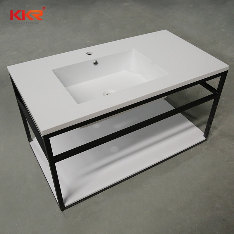 Kingkonree Wall Hung White Acrylic Solid Surface Stone Bathroom Vanity Set