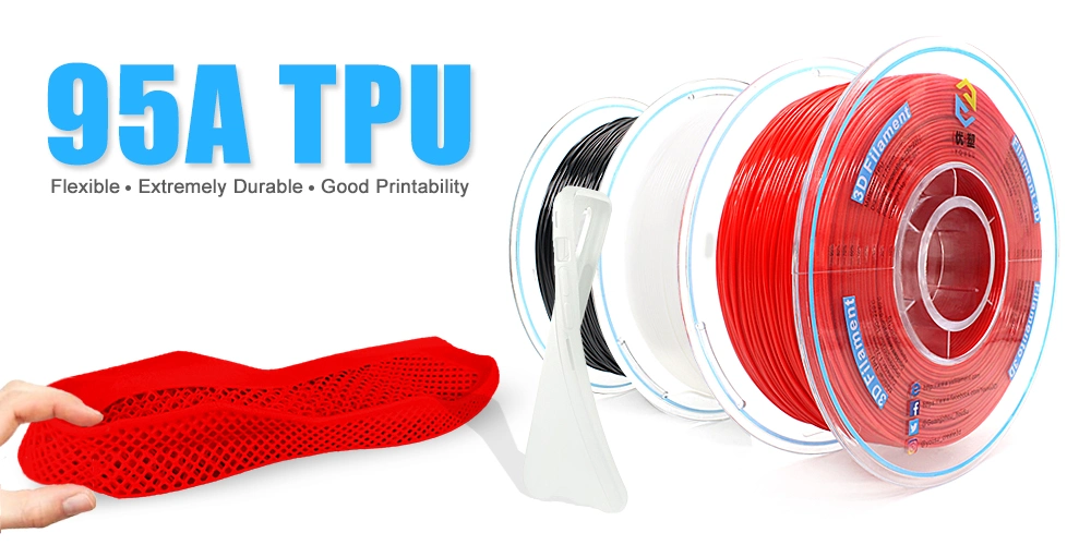 Yousu 3D Technology Wholesale/Supplier High quality/High cost performance  3D Printers 95A TPU Flexible Filament Extremely Durable Good Printability 3D Printing Materials Red 1.75mm 1kg