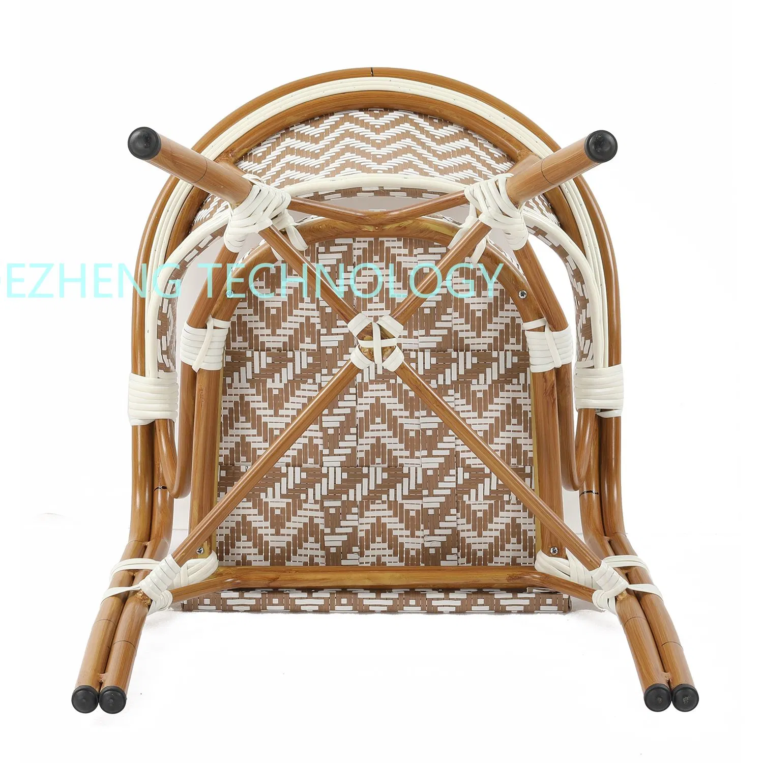 Modern Outdoor Restuarant Bamboo Grain Aluminum Cane Rattan Dining Chair